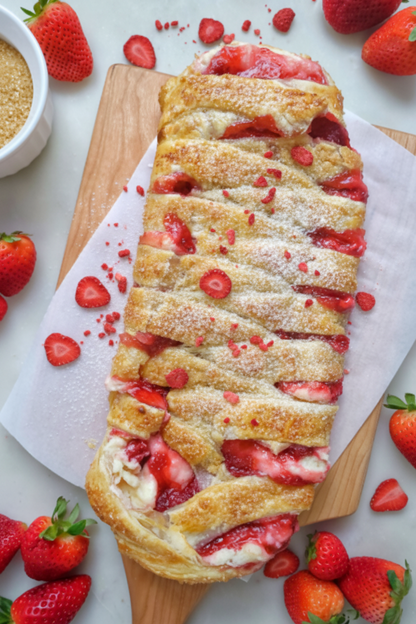 Braided Strawberry Pastry with Freeze-Dried Strawberries